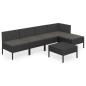 Preview: 6-tlg. Garten-Lounge-Set mit Auflagen Poly Rattan Schwarz
