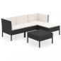 Preview: 5-tlg. Garten-Lounge-Set mit Auflagen Poly Rattan Schwarz
