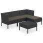 Preview: 5-tlg. Garten-Lounge-Set mit Auflagen Poly Rattan Schwarz