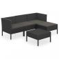 Preview: 5-tlg. Garten-Lounge-Set mit Auflagen Poly Rattan Schwarz