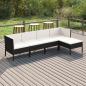 Preview: ARDEBO.de - 5-tlg. Garten-Lounge-Set mit Auflagen Poly Rattan Schwarz