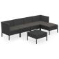 Preview: 6-tlg. Garten-Lounge-Set mit Auflagen Poly Rattan Schwarz