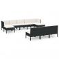 Preview: 10-tlg. Garten-Lounge-Set mit Auflagen Poly Rattan Schwarz