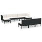 Preview: 10-tlg. Garten-Lounge-Set mit Auflagen Poly Rattan Schwarz