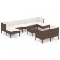 Preview: 10-tlg. Garten-Lounge-Set mit Auflagen Poly Rattan Braun