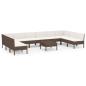 Preview: 11-tlg. Garten-Lounge-Set mit Auflagen Poly Rattan Braun