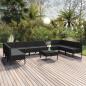 Preview: ARDEBO.de - 11-tlg. Garten-Lounge-Set mit Auflagen Poly Rattan Schwarz