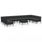 Preview: 11-tlg. Garten-Lounge-Set mit Auflagen Poly Rattan Schwarz
