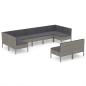 Preview: 9-tlg. Garten-Lounge-Set mit Auflagen Poly Rattan Grau
