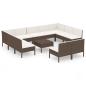 Preview: 12-tlg. Garten-Lounge-Set mit Auflagen Poly Rattan Braun