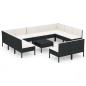Preview: 12-tlg. Garten-Lounge-Set mit Auflagen Poly Rattan Schwarz