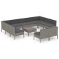 Preview: 12-tlg. Garten-Lounge-Set mit Auflagen Poly Rattan Grau