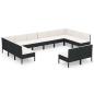 Preview: 12-tlg. Garten-Lounge-Set mit Auflagen Poly Rattan Schwarz