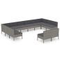 Preview: 12-tlg. Garten-Lounge-Set mit Auflagen Poly Rattan Grau