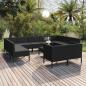 Preview: ARDEBO.de - 12-tlg. Garten-Lounge-Set mit Auflagen Poly Rattan Schwarz