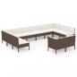 Preview: 12-tlg. Garten-Lounge-Set mit Auflagen Poly Rattan Braun