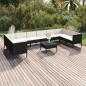 Preview: ARDEBO.de - 11-tlg. Garten-Lounge-Set mit Auflagen Poly Rattan Schwarz