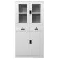 Preview: Büroschrank Hellgrau 90x40x180 cm Stahl und Gehärtetes Glas