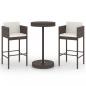 Preview: 3-tlg. Gartenbar-Set mit Kissen Poly Rattan Braun