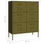 Preview: Schubladenschrank Olivgrün 80x35x101,5 cm Stahl    