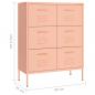 Preview: Schubladenschrank Rosa 80x35x101,5 cm Stahl    