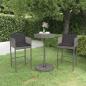 Preview: ARDEBO.de - 3-tlg. Gartenbar-Set mit Kissen Poly Rattan Grau