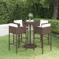 Preview: ARDEBO.de - 5-tlg. Gartenbar-Set mit Kissen Poly Rattan Braun