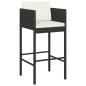 Preview: 3-tlg. Gartenbar-Set mit Kissen Poly Rattan Schwarz