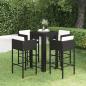 Preview: ARDEBO.de - 5-tlg. Gartenbar-Set mit Kissen Poly Rattan Schwarz