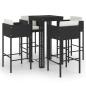 Preview: 5-tlg. Gartenbar-Set mit Kissen Poly Rattan Schwarz