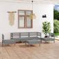 Preview: ARDEBO.de - 6-tlg. Garten-Lounge-Set Grau Kiefer Massivholz