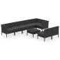 Preview: 9-tlg. Garten-Lounge-Set mit Auflagen Poly Rattan Schwarz