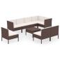 Preview: 9-tlg. Garten-Lounge-Set mit Auflagen Poly Rattan Braun