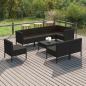 Preview: ARDEBO.de - 9-tlg. Garten-Lounge-Set mit Auflagen Poly Rattan Schwarz