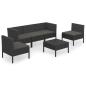 Preview: 6-tlg. Garten-Lounge-Set mit Auflagen Poly Rattan Schwarz