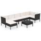 Preview: 8-tlg. Garten-Lounge-Set mit Auflagen Poly Rattan Schwarz
