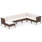 Preview: 8-tlg. Garten-Lounge-Set mit Auflagen Poly Rattan Braun