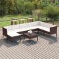 Preview: 9-tlg. Garten-Lounge-Set mit Auflagen Poly Rattan Braun