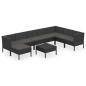 Preview: 9-tlg. Garten-Lounge-Set mit Auflagen Poly Rattan Schwarz