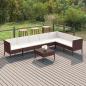 Preview: ARDEBO.de - 8-tlg. Garten-Lounge-Set mit Auflagen Poly Rattan Braun