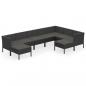 Preview: 9-tlg. Garten-Lounge-Set mit Auflagen Poly Rattan Schwarz