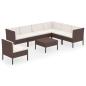 Preview: 8-tlg. Garten-Lounge-Set mit Auflagen Poly Rattan Braun