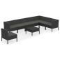 Preview: 9-tlg. Garten-Lounge-Set mit Auflagen Poly Rattan Schwarz