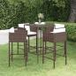 Preview: ARDEBO.de - 5-tlg. Gartenbar-Set mit Kissen Poly Rattan Braun