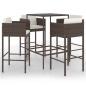 Preview: 5-tlg. Gartenbar-Set mit Kissen Poly Rattan Braun