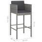 Preview: 7-tlg. Gartenbar-Set mit Kissen Poly Rattan Grau