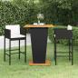 Preview: ARDEBO.de - 3-tlg. Gartenbar-Set mit Kissen Poly Rattan Schwarz