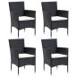 Preview: 5-tlg. Garten-Essgruppe mit Kissen Poly Rattan Schwarz