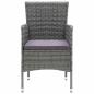 Preview: 3-tlg. Garten-Essgruppe mit Kissen Poly Rattan Grau