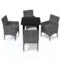 Preview: 5-tlg. Garten-Essgruppe mit Kissen Poly Rattan Grau